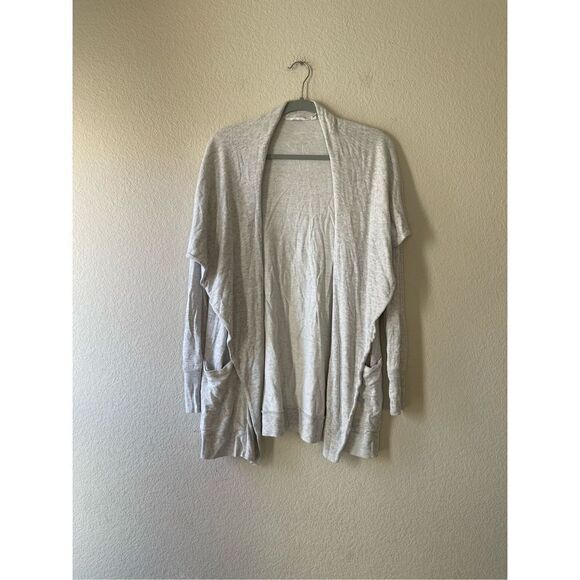 Athleta Studio Wrap Open Front Cardigan‎ Gray Magnet closure large - Picture 1 of 8